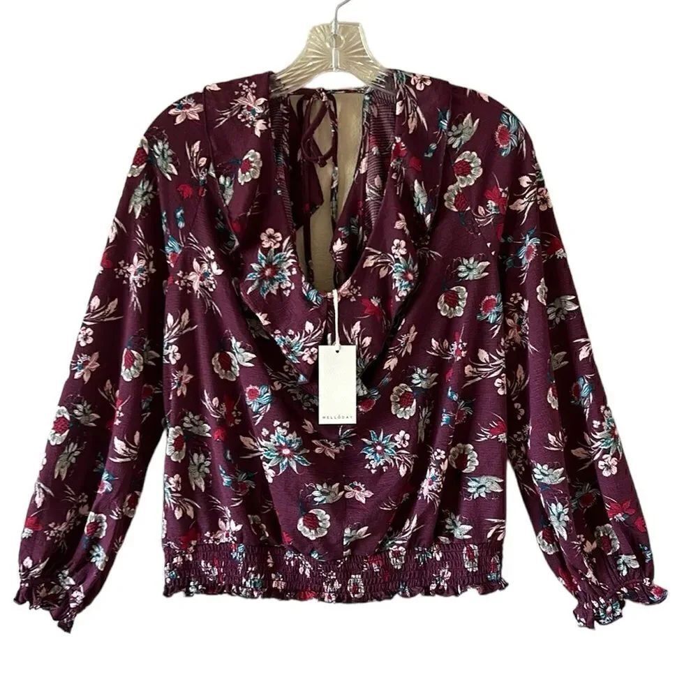 NEW Melloday Anthropologie Floral Print Blouse